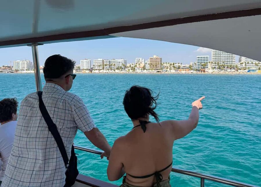Larnaca: Glass-Bottom Boat Cruise with Fishing and BBQ Lunch - The first fishing stop after 25 minutes