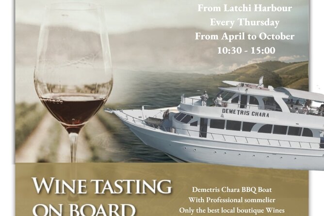 Wine tasting on-board the Demetris Chara BBQboat BlueLagoon tours - Sailing past Latchi Beach and along the coast